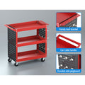 Giantz 3-Tier Tool Cart Storage Trolley Red Pegboard Hooks