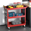 Giantz 3-Tier Tool Cart Storage Trolley Red Pegboard Hooks