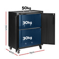 Giantz Rolling Tool Cabinet Heavy-Duty Storage Cabinet Adjustable Shelf Black