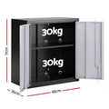 Giantz Steel Tool Cabinet Wall Mount Adjustable Shelf Garage Storage Lockable Black Grey