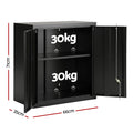 Giantz Steel Tool Cabinet Wall Mount Adjustable Shelf Garage Storage Lockable Black