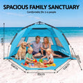 Weisshorn Beach Tent 3-4 Person Pop Up Sun Shade UPF 50 Automatic Outdoor Blue