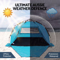 Weisshorn Beach Tent 3-4 Person Pop Up Sun Shade UPF 50 Automatic Outdoor Blue