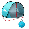 Weisshorn Pop Up Beach Tent 2-3 Person Sun Shade Shelter Fishing