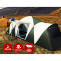 Weisshorn 12 Person Camping Tent 3 Room Green Family Hiking