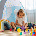 Keezi Pop Up Play Tent Ball Pit Tunnel Basketball Hoop Blue