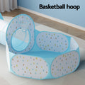 Keezi Pop Up Play Tent Ball Pit Tunnel Basketball Hoop Blue