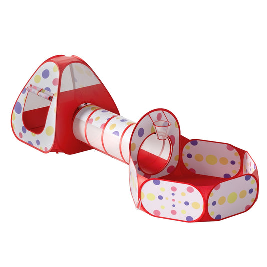 Keezi Kids Playhouse Tent Pop Up Teepee Ball Pit Tunnel Basketball