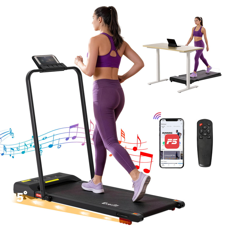 Everfit Electric Treadmill Walking Pad 380mm Incline Black