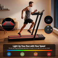 Everfit 3 in 1 Walking Pad Treadmill With Led Lights Foldable Under Desk Treadmills for Home Gym 40cm Wide Belt Black