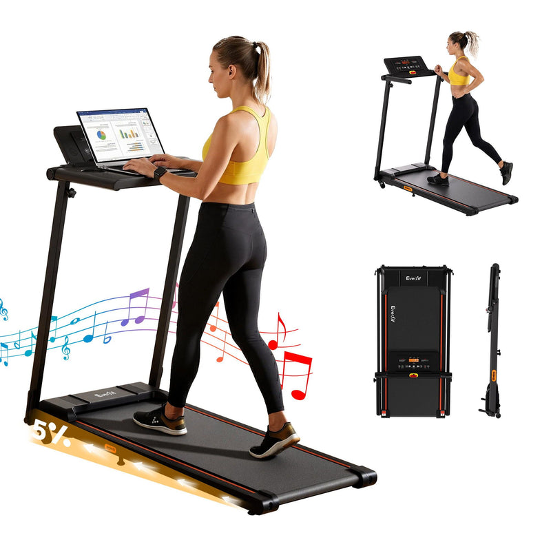 Everfit Electric Treadmill Foldable Incline Walking Pad Home Gym Black