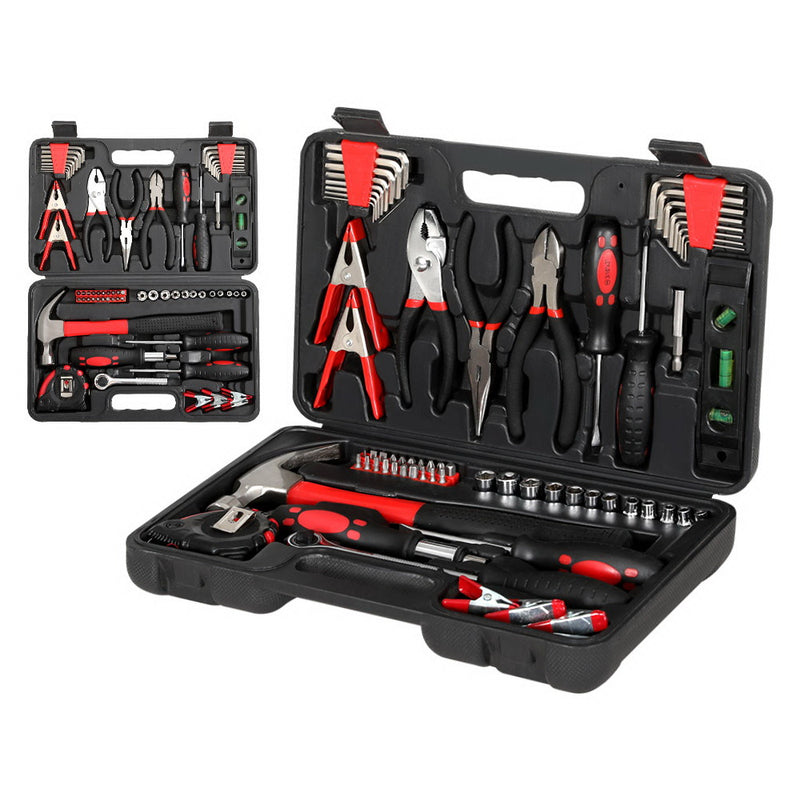 Giantz 70pc Tool Kit Set Hard Case Black Household Repair Box