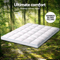 Giselle Bamboo Mattress Topper Queen 1500GSM 10cm Pillowtop Cooling
