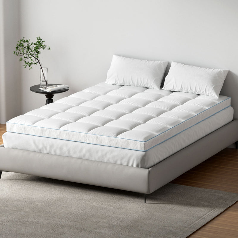 Giselle Bamboo Mattress Topper Queen 1500GSM 10cm Pillowtop Cooling