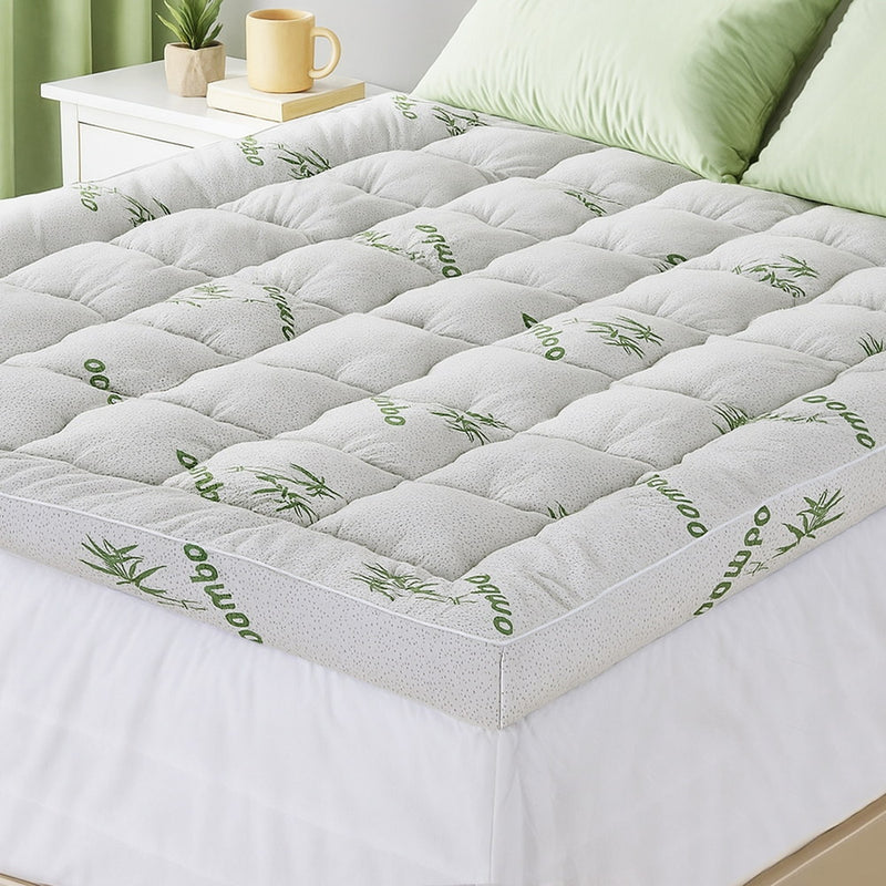 Giselle Bamboo Mattress Topper 1500GSM Pillowtop QUEEN 11cm Deep
