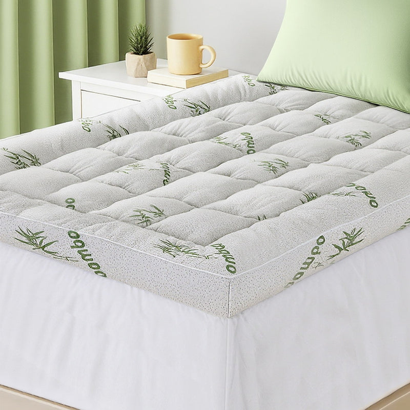 Giselle 1500GSM Pillowtop Mattress Topper Bamboo Single 11cm