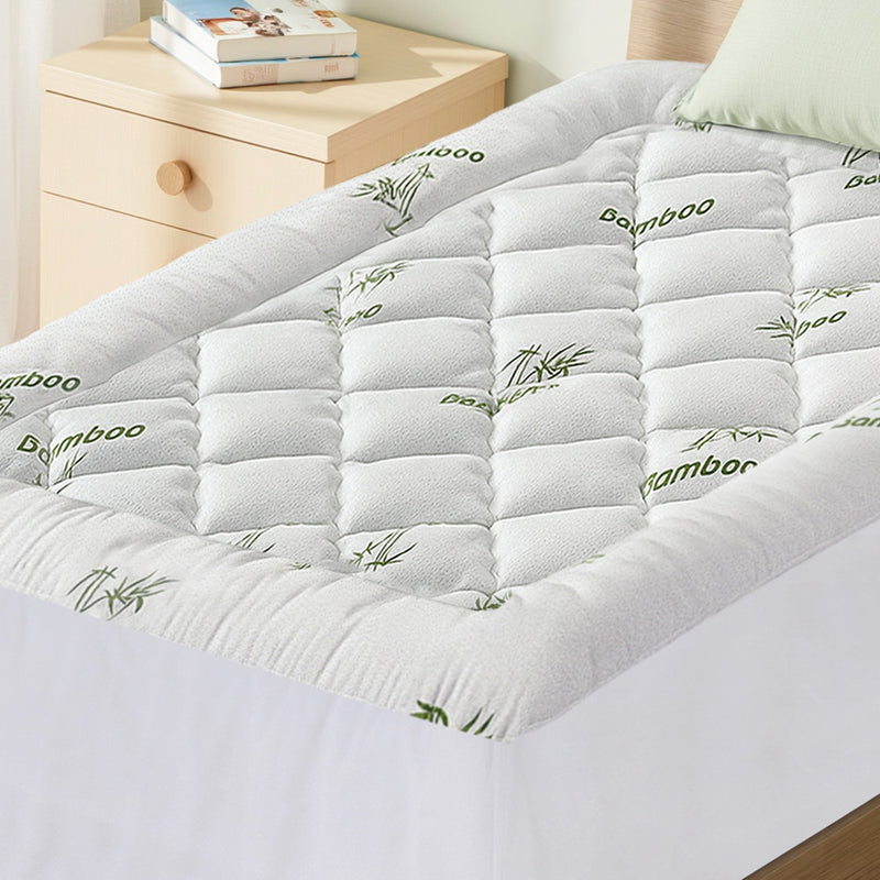 Giselle 5cm Pillowtop Mattress Topper KING SINGLE 1000GSM Bamboo