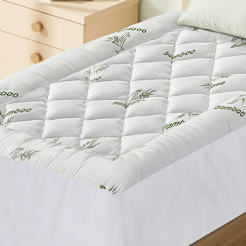 Giselle Bamboo Mattress Topper Single 5cm 1000GSM Pillowtop Cooling Pad