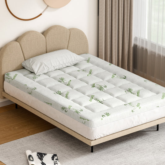 Giselle Mattress Topper 7.5cm Bamboo Pillowtop Double 45cm Deep Pocket