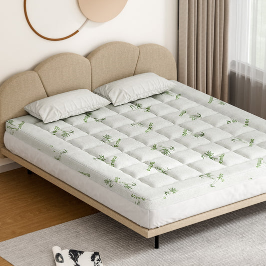 Giselle Bamboo Mattress Topper King 7.5cm Pillowtop 45cm Deep Pocket