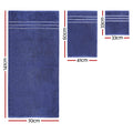 6 Pack Bath Towels Cotton Navy Towel Set