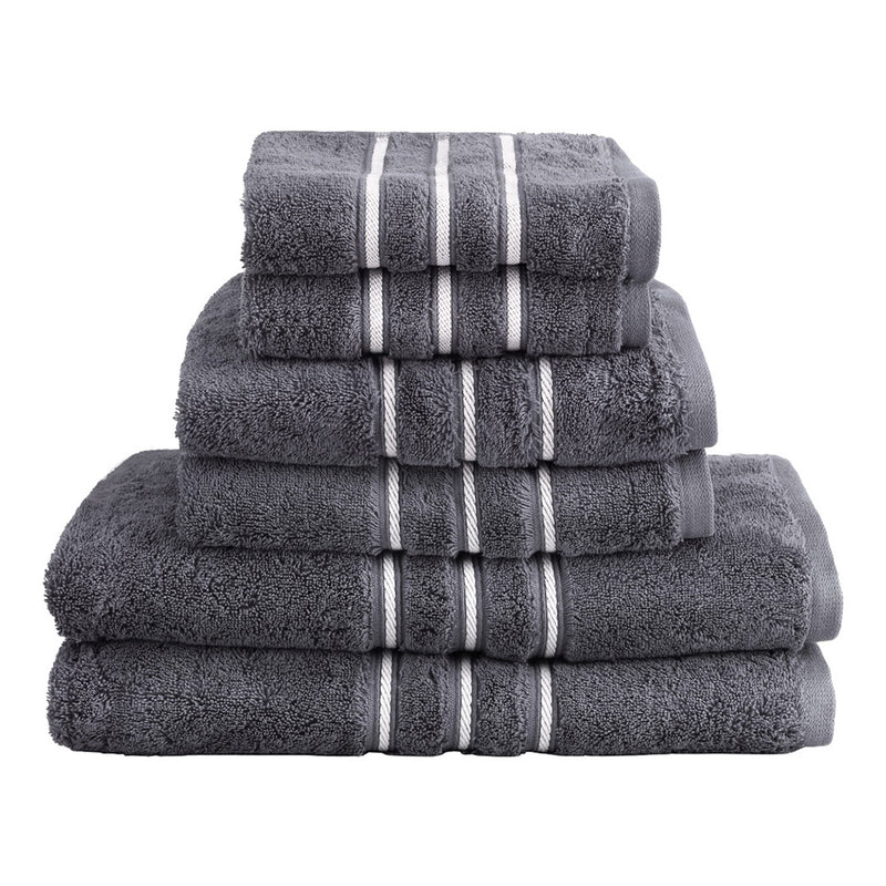 6 Pack Bath Towels Cotton Grey