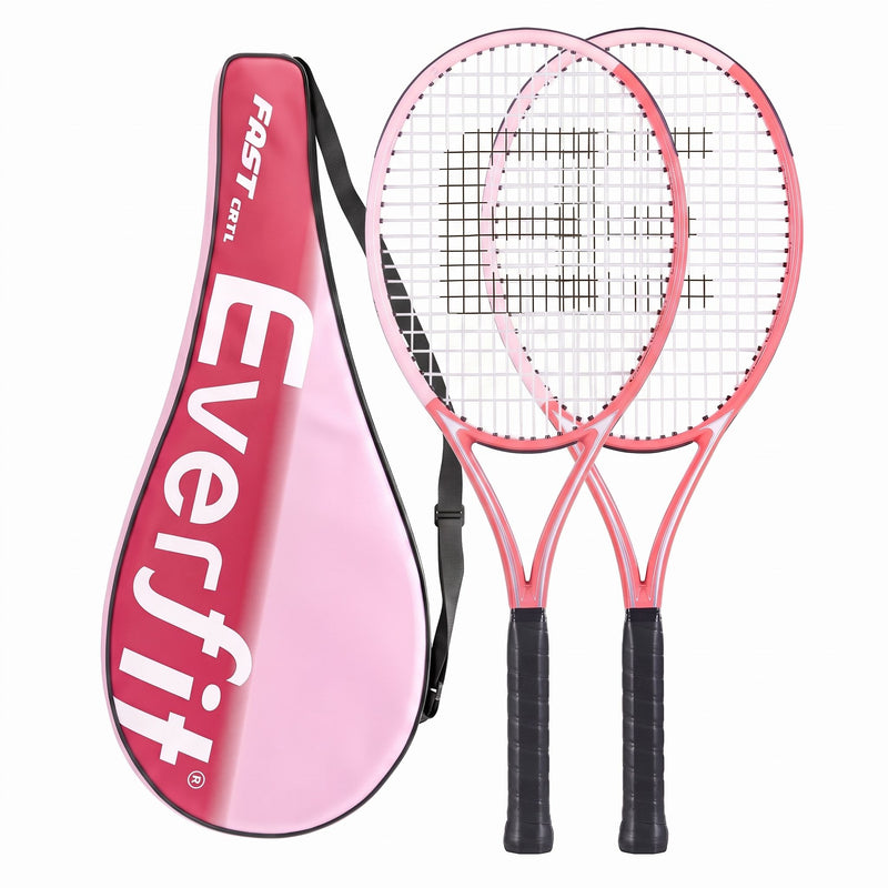 Everfit Tennis Racket Set 2 Pack 27 Inch Lightweight Cushioned Grip for Adults Pink