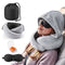 Wanderlite Hooded Travel Neck Pillow for Airplane Memory Foam with Eye Mask Earplugs, Light Grey