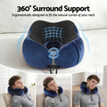Wanderlite Memory Foam Neck Pillow Travel Airplane Blue Washable