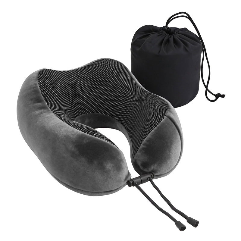 Wanderlite Memory Foam Travel Neck Pillow with Washable Cover Grey