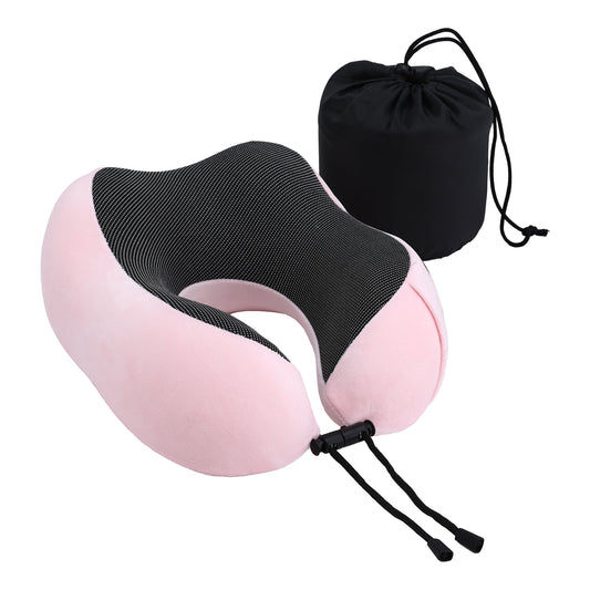 Wanderlite Memory Foam Neck Travel Pillow Pink Washable Airplane