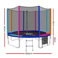 Everfit 12FT Trampoline Kids Ladder Enclosure Safety Net Pad