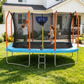 Everfit 12FT Kids Trampoline Rectangle Rebounder with Basketball Set Blue