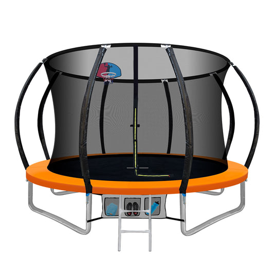 Everfit 10FT Trampoline with Ladder Enclosure Safety Net Orange