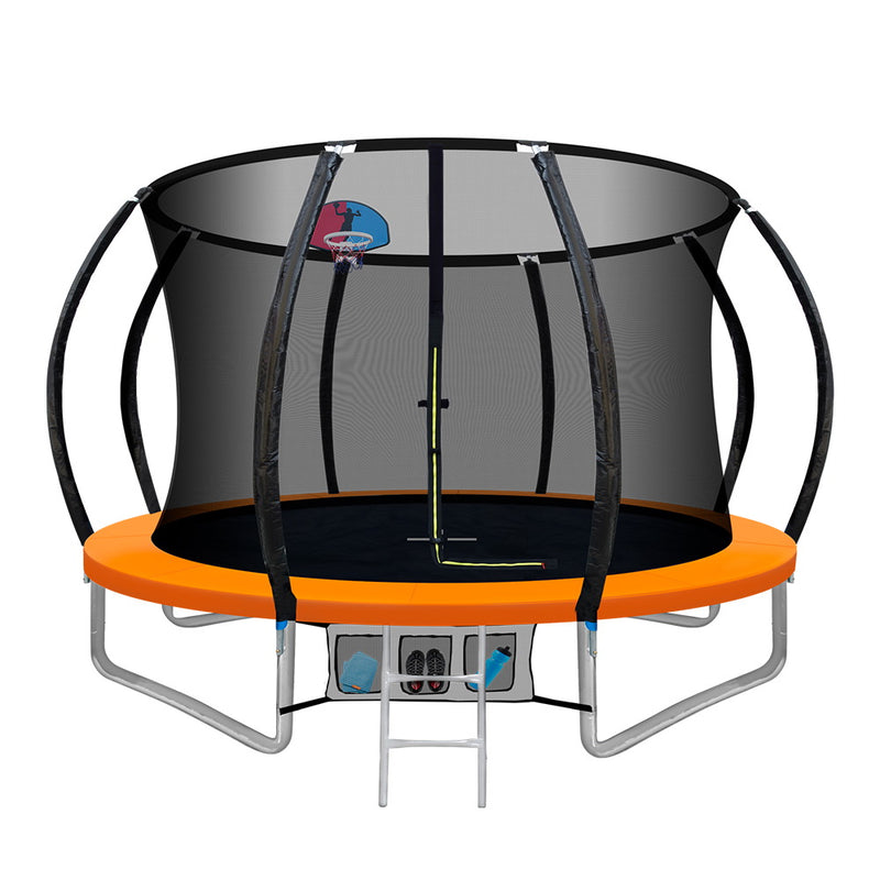 Everfit 10FT Trampoline with Ladder Enclosure Safety Net Orange