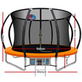 Everfit 10FT Trampoline with Ladder Enclosure Safety Net Orange