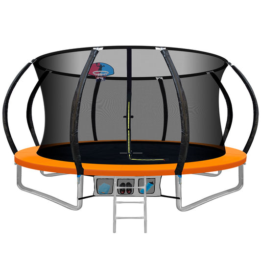 Everfit 12FT Trampoline w/ Enclosure Ladder Safety Net Orange