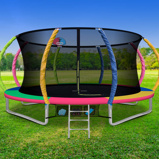Everfit 14ft Trampoline w/ Ladder Basketball Hoop Kids Rebounder