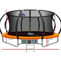 Everfit 14ft Trampoline Kids Basketball Hoop Ladder Orange