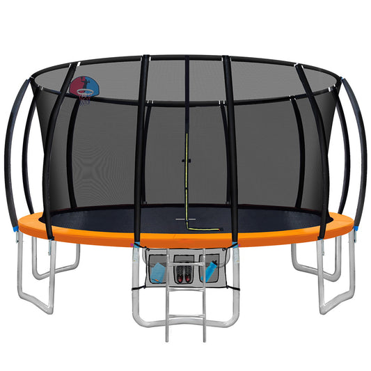 Everfit 16ft Trampoline Orange Enclosure Safety Net Ladder Kids