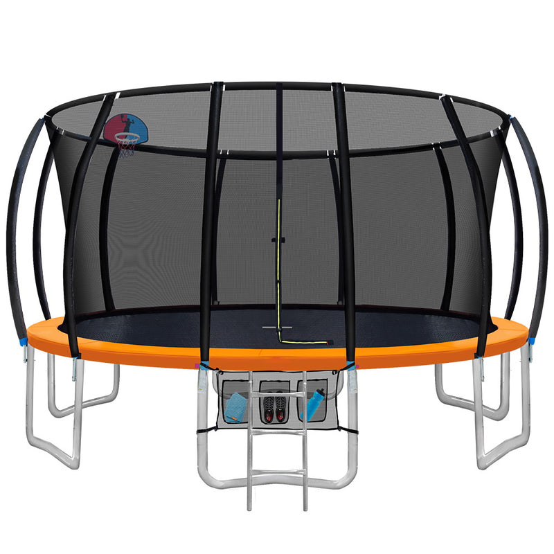Everfit 16ft Trampoline Orange Enclosure Safety Net Ladder Kids
