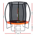 Everfit 6FT Trampoline Kids Ladder Enclosure Safety Net Orange