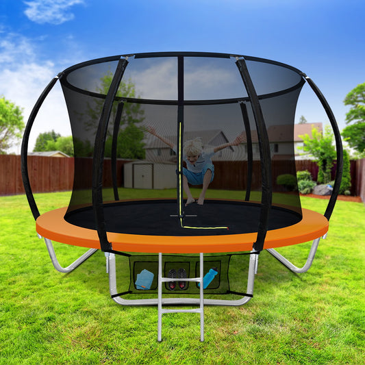 Everfit 8ft Trampoline Kids Ladder Enclosure Safety Net Orange