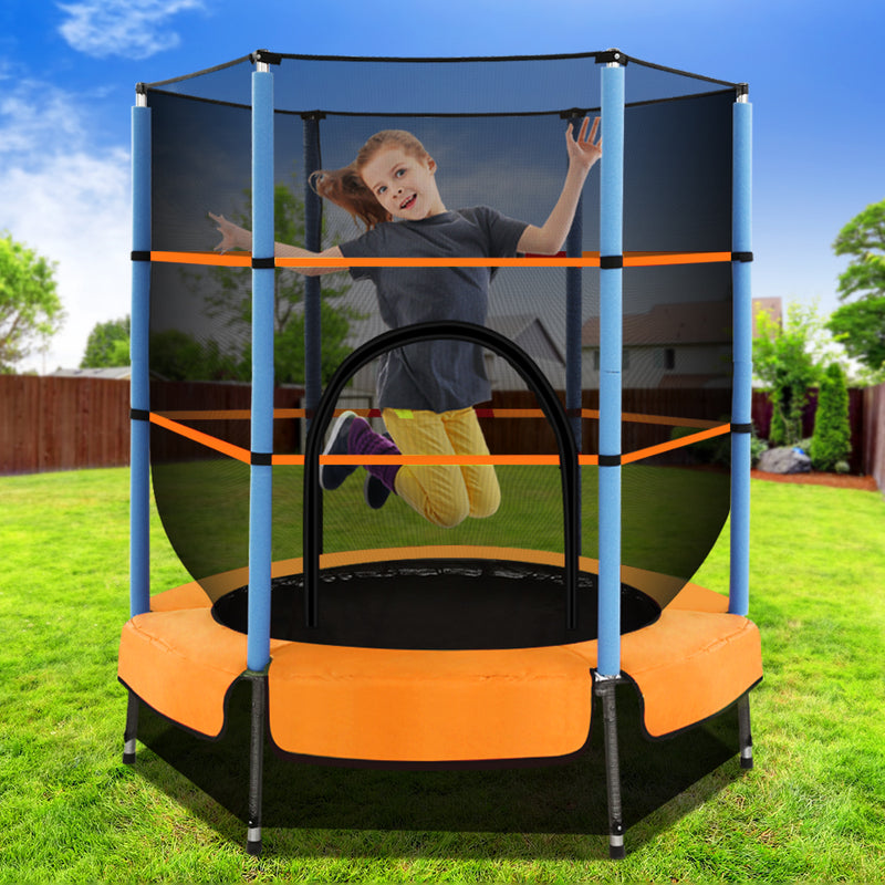 Everfit 4.5FT Trampoline Kids with Enclosure Safety Net Orange