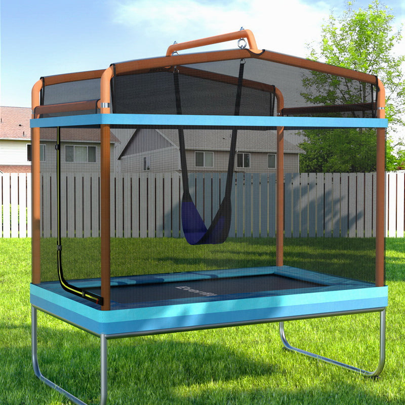 Everfit 6ft Rectangle Trampoline with Swing & Safety Net Orange