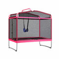 Everfit 3-in-1 Kids Rectangle 6FT Trampoline Rebounder with Swing Belt Pink