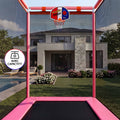 Everfit Kids 4.5FT Trampoline Rectangle Rebounder with Basketball Hoop Pink