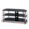 Artiss TV Stand 3 Tier Tempered Glass Storage Shelf Entertainment Unit