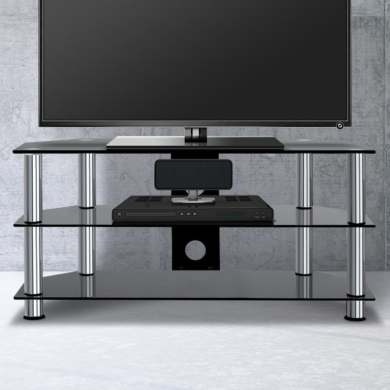 Artiss TV Stand 3 Tier Tempered Glass Storage Shelf Entertainment Unit