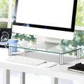 Artiss Monitor Stand Riser Height Adjustable Glass Shelf Laptop